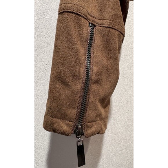 JouJou Faux Suede Leather Fringe Asymmetrical Zip Motorcycle Jacket Size Large - Picture 11 of 16